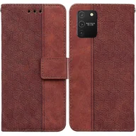 Etui i futerały do telefonów - Do Samsung Galaxy S10 Lite i A91 Geometrycznie tłoczone skórzane etui na telefon Brown - miniaturka - grafika 1