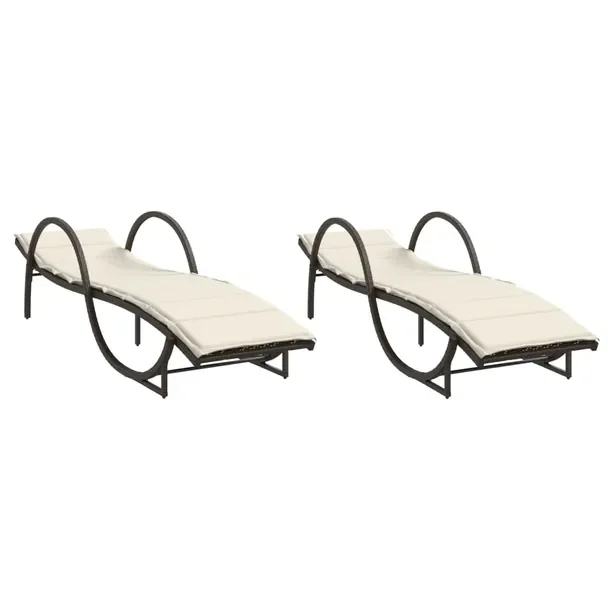 Leżak ogrodowy rattan PE brązowy 60x199x42cm + poduszka kre.
