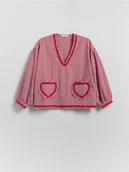 Bluzki damskie - Reserved - Bluzka w kratę - czerwony - miniaturka - grafika 1