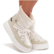 Kozaki damskie - Śniegowce Damskie Na Platformie Lee Cooper LCJ-25-03-3815 Białe-41 - miniaturka - grafika 1