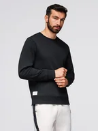 Bluzy męskie - Bluza męska dresowa BASIC z okrągłym dekoltem - czarna V5 OM-SSBN-0175 S - miniaturka - grafika 1