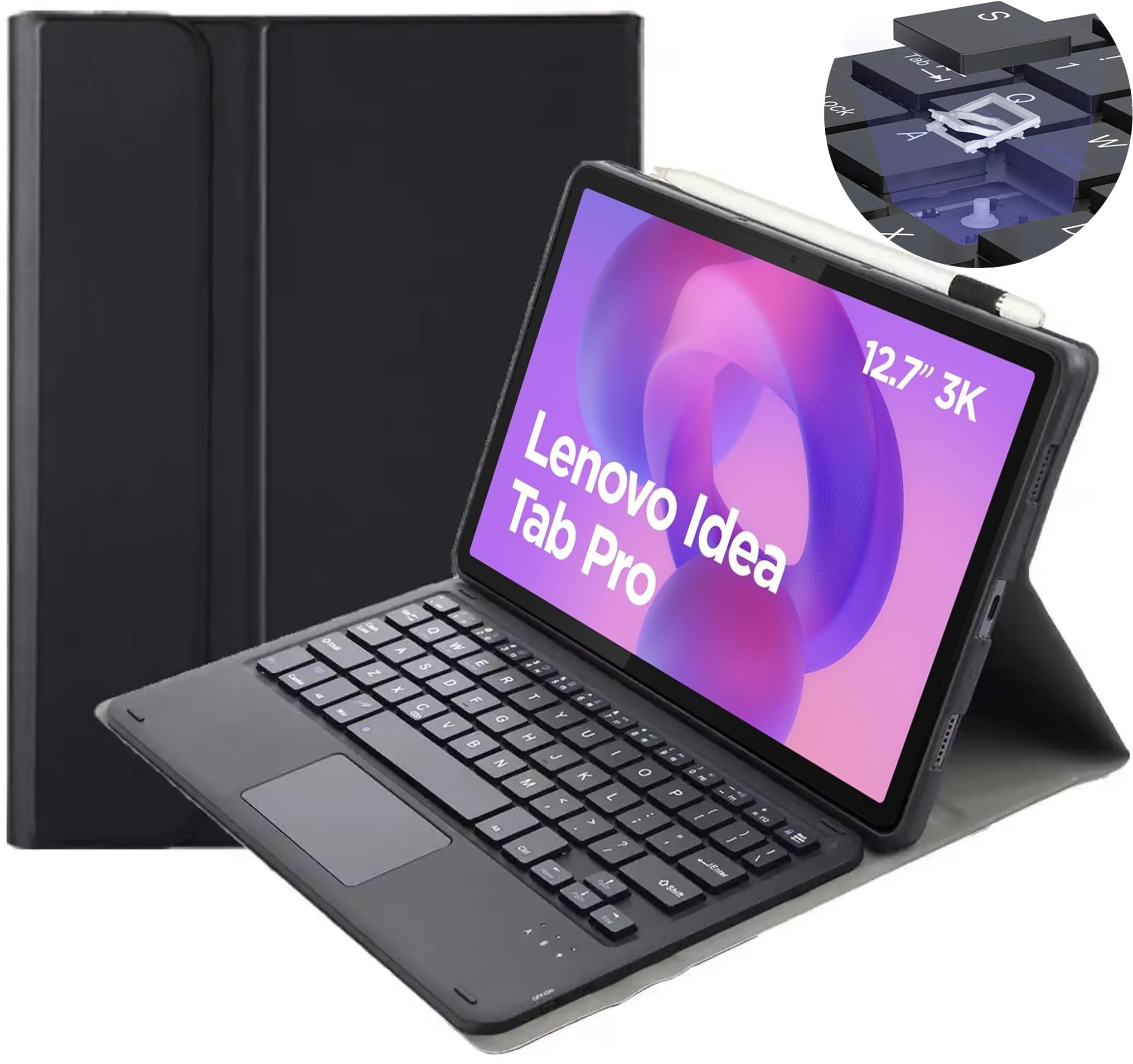Etui na tablet 4kom.pl Etui do Lenovo Idea Tab Pro 12.7, czarne - ochronne z podstawką