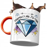 Kubki - Kubek Pomarańczowy na Urodziny 70 70te 70-te z Nadrukiem ze Zdjęciem + Opakowanie na prezent (wzór 02) - miniaturka - grafika 1
