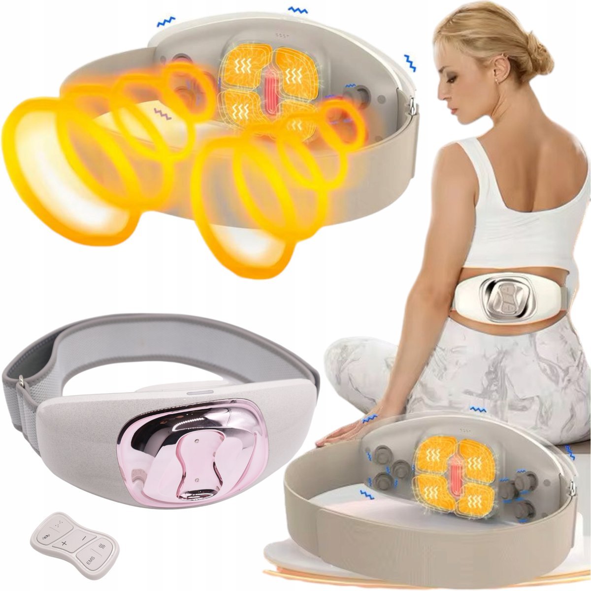 Pas masujący bezprzewodowy EMS Wibracyjny Wyszczuplający na Prezent Grzanie