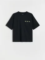 Koszulki dla chłopców - Reserved - T-shirt oversize z nadrukiem - czarny - miniaturka - grafika 1