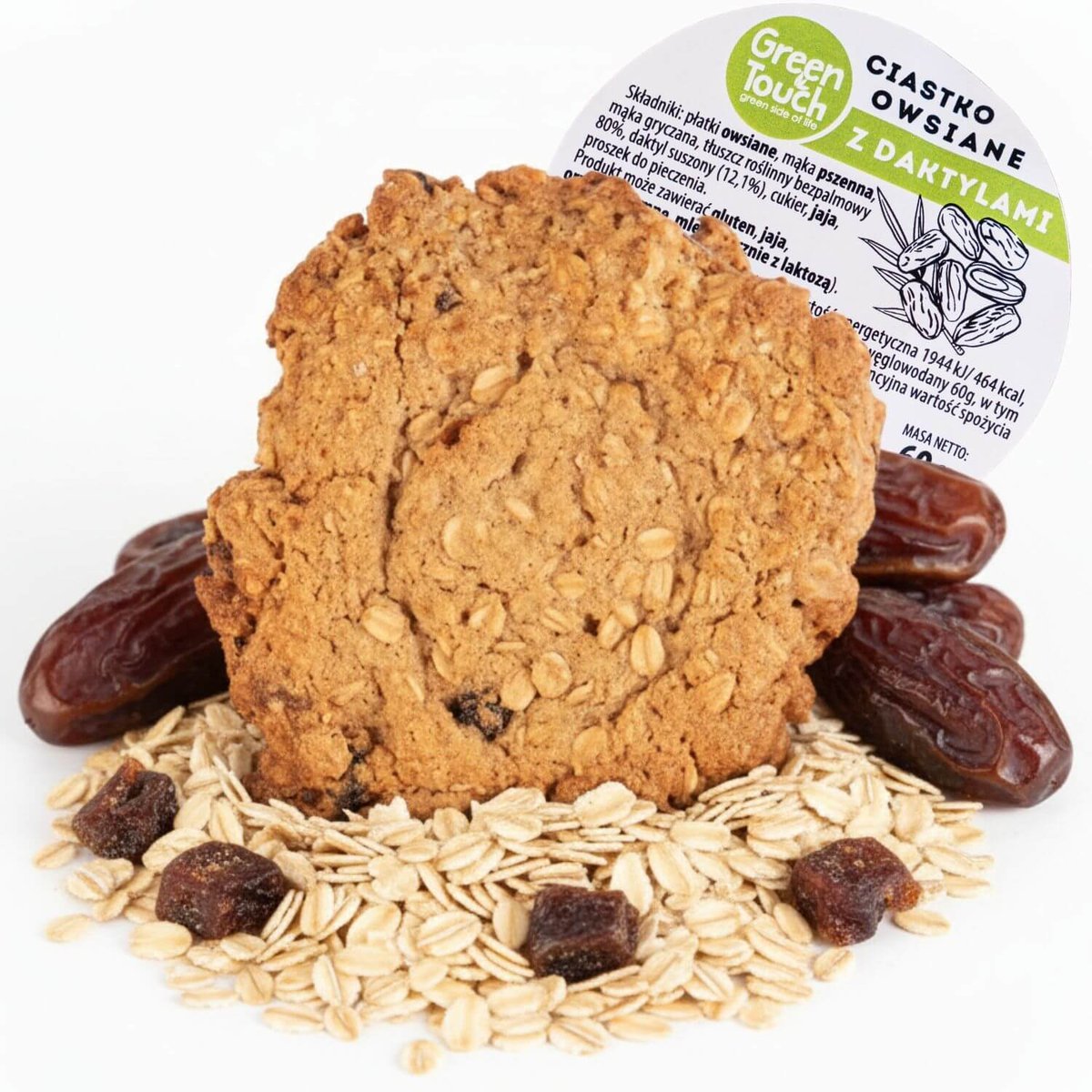 Ciastko owsiane z daktylami 60 g naturalne rzemieślnicze do kawy na prezent