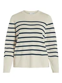 Swetry damskie - Vila Sweter w kolorze kremowo-granatowym - miniaturka - grafika 1