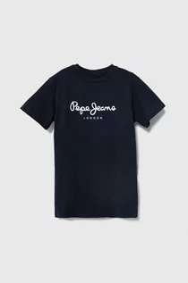 Koszulki dla chłopców - Pepe Jeans t-shirt bawełniany dziecięcy kolor granatowy z nadrukiem - grafika 1