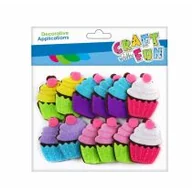 Pozostałe akcesoria dla plastyków - Craft with Fun Ozdoba dekoracyjna Filc Babeczki samoprzylepna 12szt 12/288 - miniaturka - grafika 1