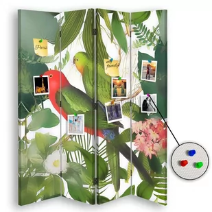 Parawan pokojowy FEEBY, Ptaki liście i kwiaty, Dwustronny PIN 145x170cm 4-częściowy - Parawany - miniaturka - grafika 1