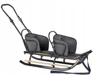 Sanki i ślizgacze - Polskie SANKI DUO CZARNE MATERACYK GRAFITOWY dla dzieci Bliźniaki MOCNE - miniaturka - grafika 1