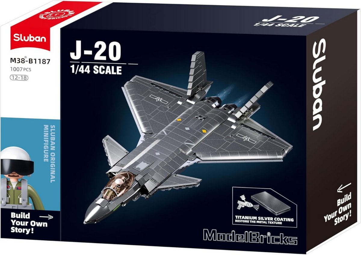 SLUBAN Klocki Samolot Wojskowy Myśliwiec Stealth 47 cm 1007el M38-B1187