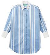 Koszule damskie - United Colors of Benetton Koszula damska, Białe paski jasnoniebieskie 74k, XS - miniaturka - grafika 1