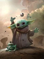 Naklejki na ścianę - Naklejki na ścianę Naklejka Yoda Star Wars Baby Yoda 100x70 cm - miniaturka - grafika 1