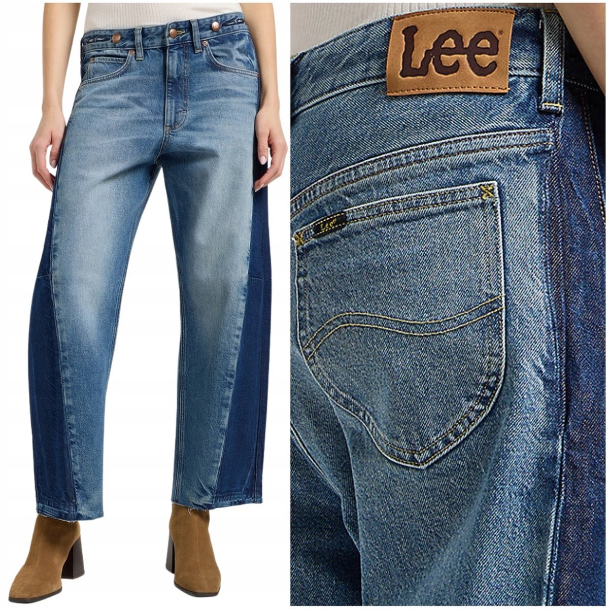 Lee LOOSE RIDER Barell DżINS wysokie luźne damskie spodnie jeansowe W28 L33