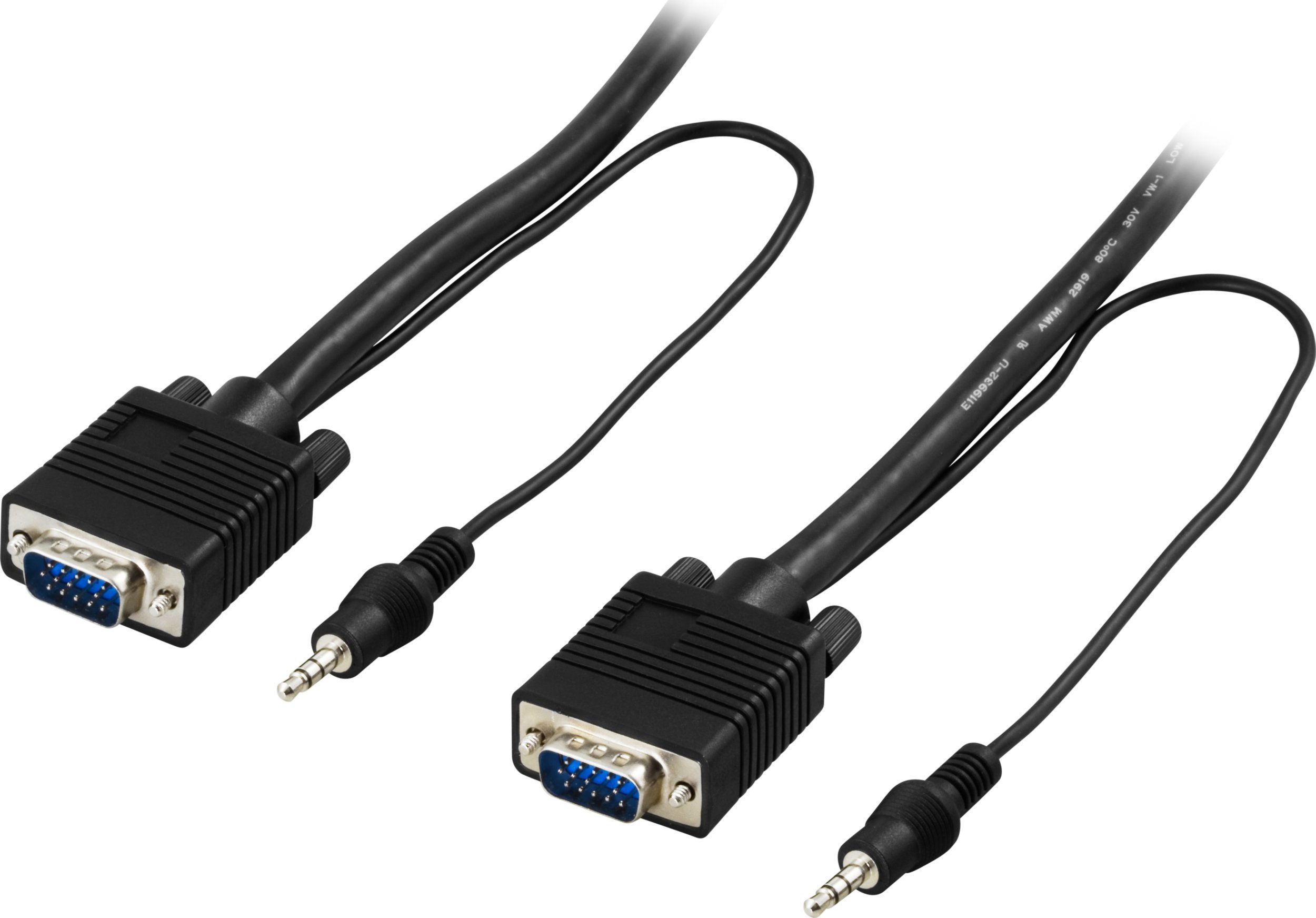 Deltaco Monitor cable RGB HD15 3.5mm audio 5m black RGB-7D