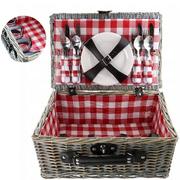 Kosze wiklinowe - Kosz Piknikowy dla 4 osób z wyposarzeniem PREZENT WESELE ŚLUB URODZINY - miniaturka - grafika 1
