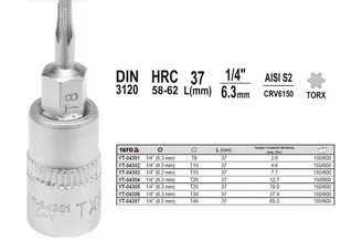 Yato KLUCZ TRZPIENIOWY TORX 1/4 T40 L37MM YT-04307 - Klucze i nasadki - miniaturka - grafika 1