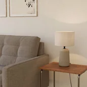 Lampy stojące - EGLO Lampa stołowa Capalbio, piaskowa, klosz biały - miniaturka - grafika 1