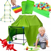 Zabawy w naśladowanie dorosłych - ZESTAW DO BUDOWANIA FORTÓW BAZY XXL KLOCKI KONSTRUKCYJNE dla dzieci na prezent + BONUSY! - miniaturka - grafika 1