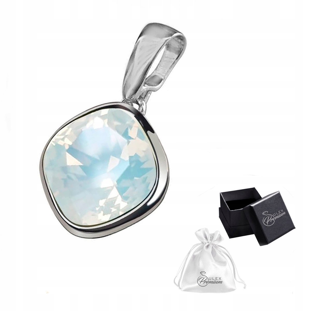 Zawieszka srebrna pr. 925 Elegancki Wisiorek z Kryształem White Opal