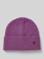 Czapki damskie - Czapka beanie z mieszanki wełny jagnięcej z aplikacją z logo - miniaturka - grafika 1