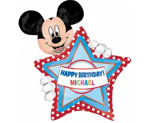 Balon foliowy, Happy Birthday Mickey + naklejki na imię, 30" - Balony i akcesoria - miniaturka - grafika 1