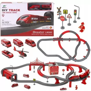 KOLEJKA ELEKTRYCZNA STRAŻ POŻARNA AUTA POCIĄG TOR - Kolejki i akcesoria - miniaturka - grafika 1