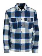 Koszule męskie - JACK & JONES Męska koszula Rddari Check L/S Sn, Navy Blazer/Checks:comfort Fit, M - miniaturka - grafika 1