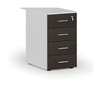 Kontenerek biurowy z szufladami dostawny PRIMO WHITE, 4 szuflady, biały/wenge - Szafki biurowe - miniaturka - grafika 1