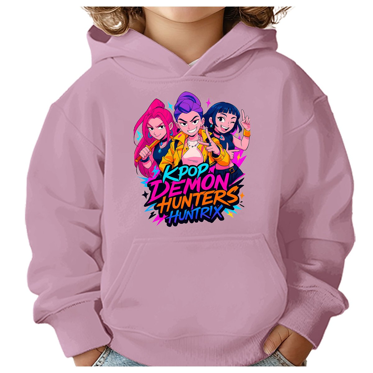 BLUZA DZIECIĘCA KPOP DEMON HUNTERS HUNTRIX 134-140 Z KAPTUREM BAWEŁNIANA