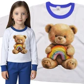 Piżamy dla dziewczynek - Piżama dziecięca Brązowy Wesoły Miś Z Tęczą Na Kolanach Dzień Misia 110/116 - VoloDonum - miniaturka - grafika 1