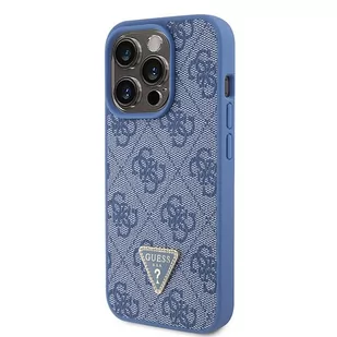 Guess GUHCP15LP4TDPB iPhone 15 Pro 6.1" niebieski/blue hardcase Leather 4G Triangle Strass - Etui i futerały do telefonów - miniaturka - grafika 2