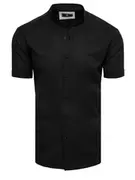 Koszule męskie - Koszula męska z krótkim rękawem czarna Dstreet KX0997 - miniaturka - grafika 1