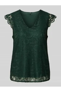 Bluzka o kroju regular fit z obszyciem koronką model OLLINE - Pieces - Koszulki i topy damskie - miniaturka - grafika 1