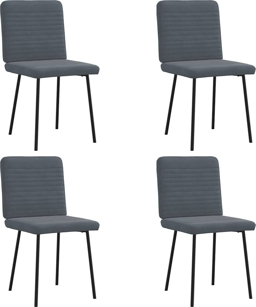Krzesła stołowe, 4 szt., ciemnoszare, obite aksamitem
