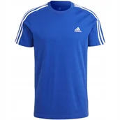 Koszulki męskie - Koszulka męska adidas Essentials Single Jersey 3-Stripes niebieska IC9338 S - miniaturka - grafika 1