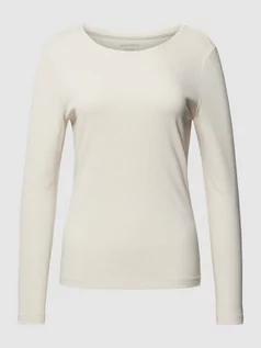 Bluzki damskie - Bluzka z długim rękawem o w jednolitym kolorze - grafika 1
