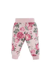 Dresy i komplety dla dziewczynek - Bawełniane spodnie z dresówki z kolekcji Roses - różowe - grafika 1