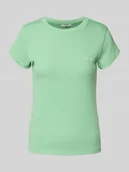 Koszulki i topy damskie - T-shirt o kroju regular fit z mieszanki bawełny i elastanu - miniaturka - grafika 1