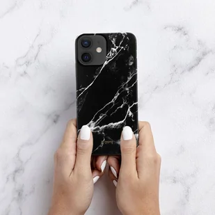 Crong Marble Case - Etui iPhone 12 / iPhone 12 Pro (czarny) - Etui i futerały do telefonów - miniaturka - grafika 5