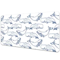 Podkładki na biurko - Podkładka na biurko Rysowane wieloryby 90x45 cm - miniaturka - grafika 1