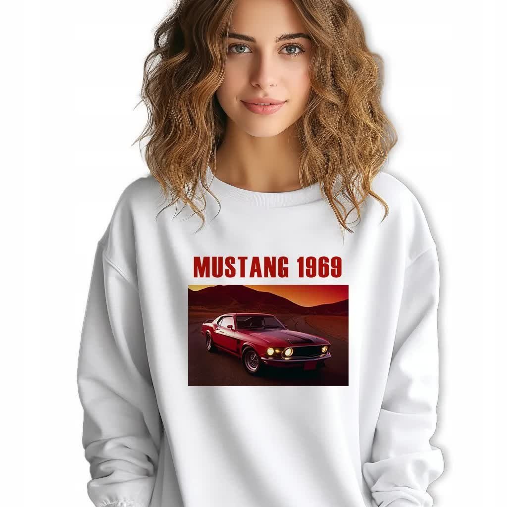 Bluza Damska Biała MUSTANG 1969 Trylogia Książka Wzory - S