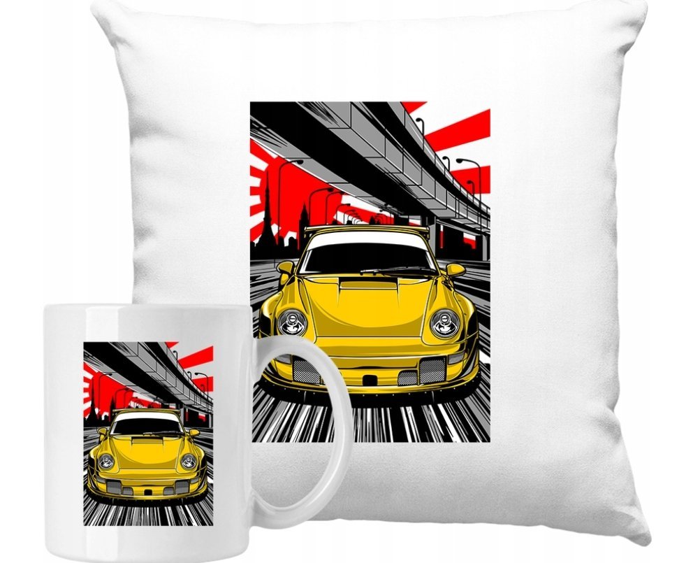 ZESTAW PODUSZKA + KUBEK Szybkie Auta Motoryzacja JDM Pomysł Na Prezent #13