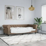 Sofy i kanapy - vidaXL Sofa z funkcją spania, cappuccino, 100x200 cm, sztuczna skóra - miniaturka - grafika 1