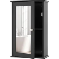 Szafki łazienkowe - Szafka Łazienkowa na Ścienna z Lustrem, Wisząca Szafka pod Umywalkę 34 x 15 x 53 cm z 1 Regulowaną Półką i 1 Drzwiami, Kuchnia, Przedpokój (Czarna) - miniaturka - grafika 1