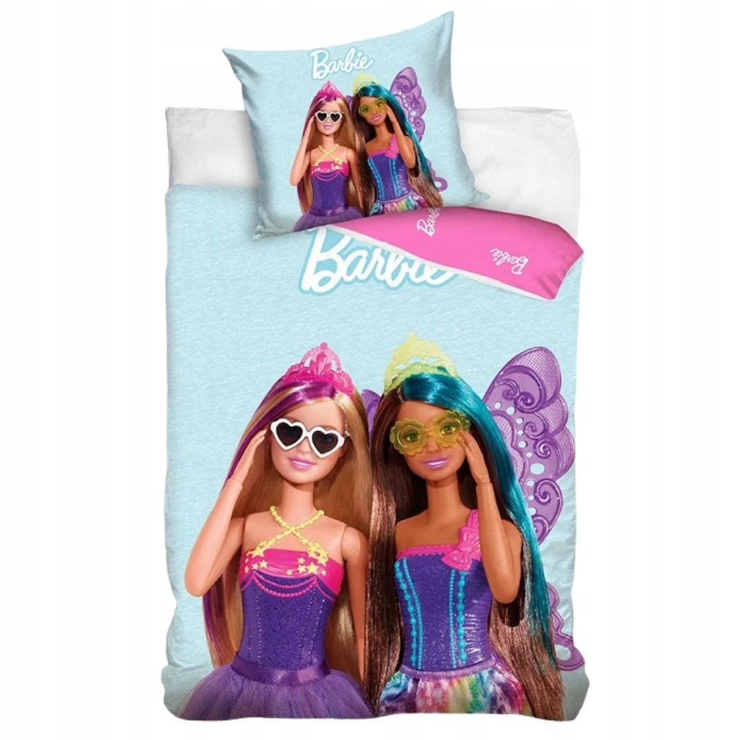 Pościel Bawełniana Barbie Mattel 140x200 65x65 Licencyjna dla Dziecka