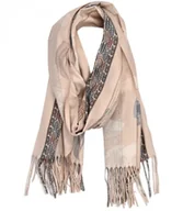 Apaszki i szaliki damskie - Ciepły szal szalik Chusta frędzle abstrakcyjny miękki gładki 180x70 cm - miniaturka - grafika 1