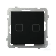 Wyłączniki światła i elektryczne - Łącznik dotykowy dwugrupowy świecznikowy z podświetleniem + wi-fi, czarne szkło szronione SONATA, ŁPDT-2RS/m/79 - miniaturka - grafika 1