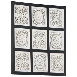 VidaXL Ręcznie rzeźbiony panel ścienny, MDF, 60x60x1,5cm, czarno-biały 321657 - Płytki ceramiczne - miniaturka - grafika 1